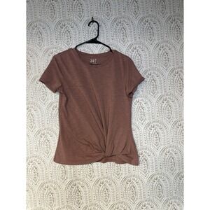 Maurices 24/7 Womens Size Medium Short Sleeve Purple Twist Shirt Modal Soft Cute